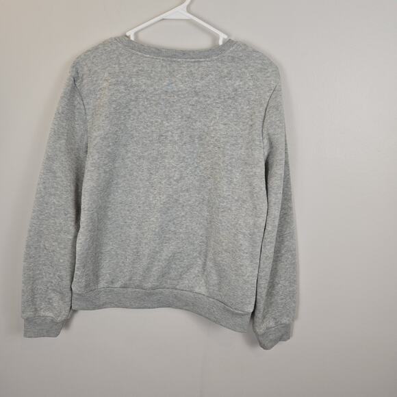 Womens Sweatshirt Crew Gray Heathered Babe Pullover Long Sleeve Fleece Lined SM - Picture 4 of 5